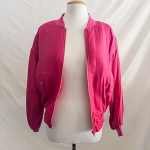 Carol Horn Workshop Pink 100% Silk Bomber Jacket